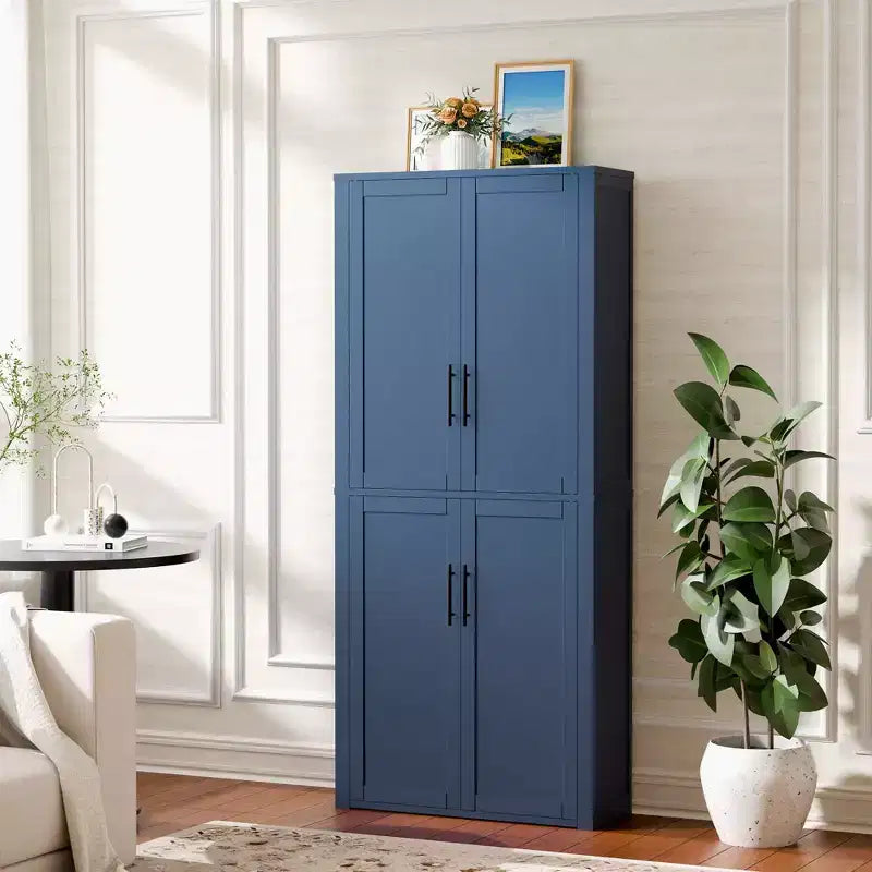 PexFix Mobile Dispensa da Cucina, Armadio Indipendente per Alimenti con 4 Ante e Ripiani Regolabili, Organizzatore per Ripostiglio a Pavimento