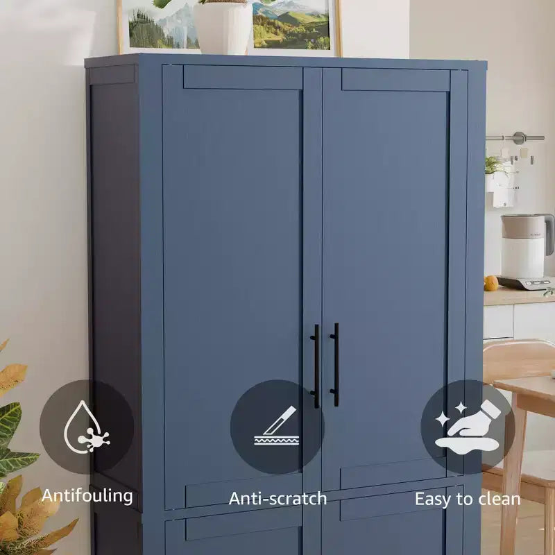 PexFix Mobile Dispensa da Cucina, Armadio Indipendente per Alimenti con 4 Ante e Ripiani Regolabili, Organizzatore per Ripostiglio a Pavimento
