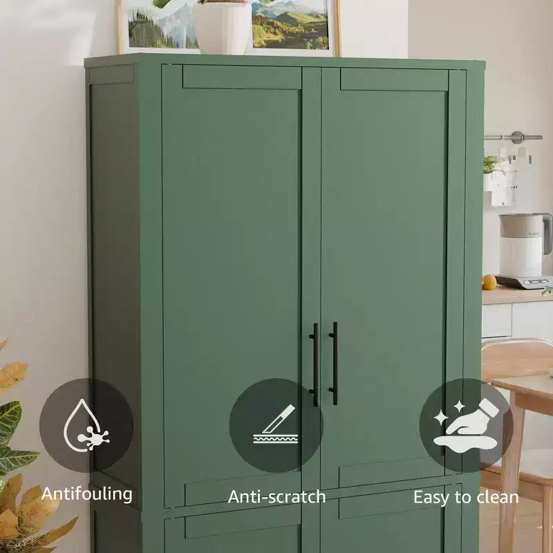 PexFix Mobile Dispensa da Cucina, Armadio Indipendente per Alimenti con 4 Ante e Ripiani Regolabili, Organizzatore per Ripostiglio a Pavimento