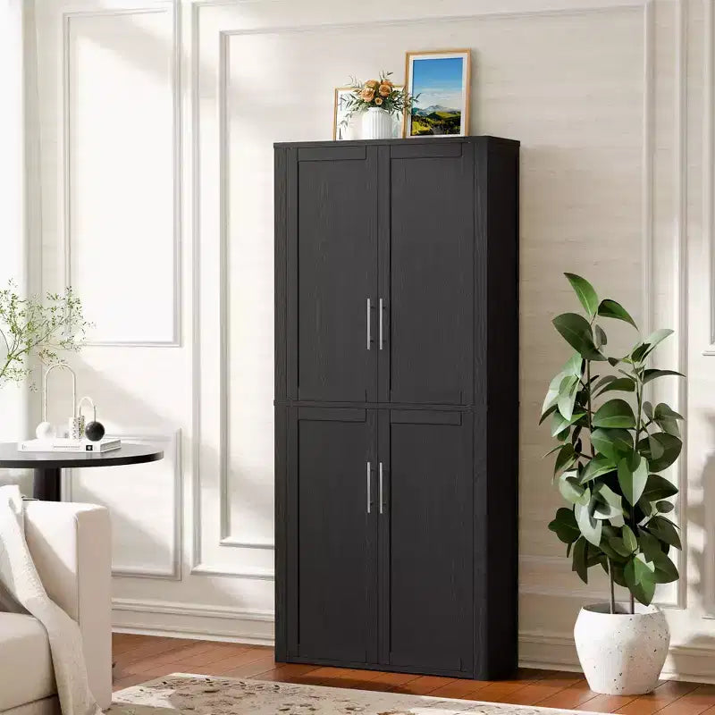 PexFix Mobile Dispensa da Cucina, Armadio Indipendente per Alimenti con 4 Ante e Ripiani Regolabili, Organizzatore per Ripostiglio a Pavimento