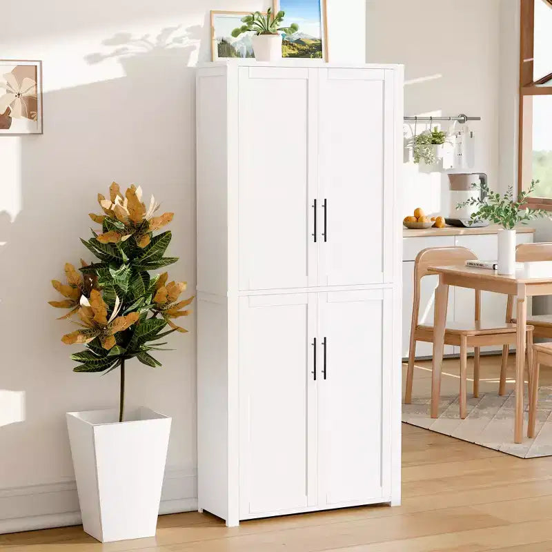PexFix Mobile Dispensa da Cucina, Armadio Indipendente per Alimenti con 4 Ante e Ripiani Regolabili, Organizzatore per Ripostiglio a Pavimento