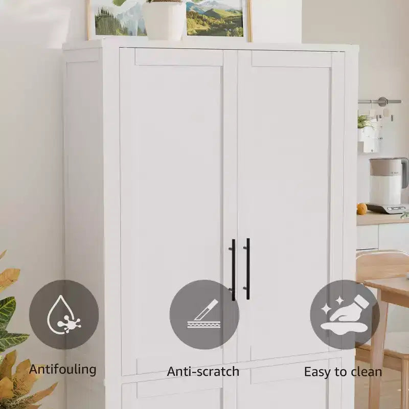 PexFix Mobile Dispensa da Cucina, Armadio Indipendente per Alimenti con 4 Ante e Ripiani Regolabili, Organizzatore per Ripostiglio a Pavimento