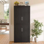 PexFix Kitchen Pantry Cabinet Freestanding Food Storage Cabinet with 4 Doors & Adjustable Shelves Floor Utility Storage Organizer