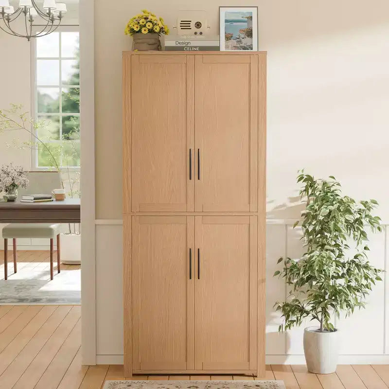 PexFix Mobile Dispensa da Cucina, Armadio Indipendente per Alimenti con 4 Ante e Ripiani Regolabili, Organizzatore per Ripostiglio a Pavimento