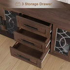 Mobile porta TV da 65" stile rustico per TV fino a 70" - Mobile TV moderno di metà secolo con 2 ante in vetro e 3 cassetti - Console multimediale in legno