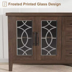 Mobile porta TV da 65" stile rustico per TV fino a 70" - Mobile TV moderno di metà secolo con 2 ante in vetro e 3 cassetti - Console multimediale in legno