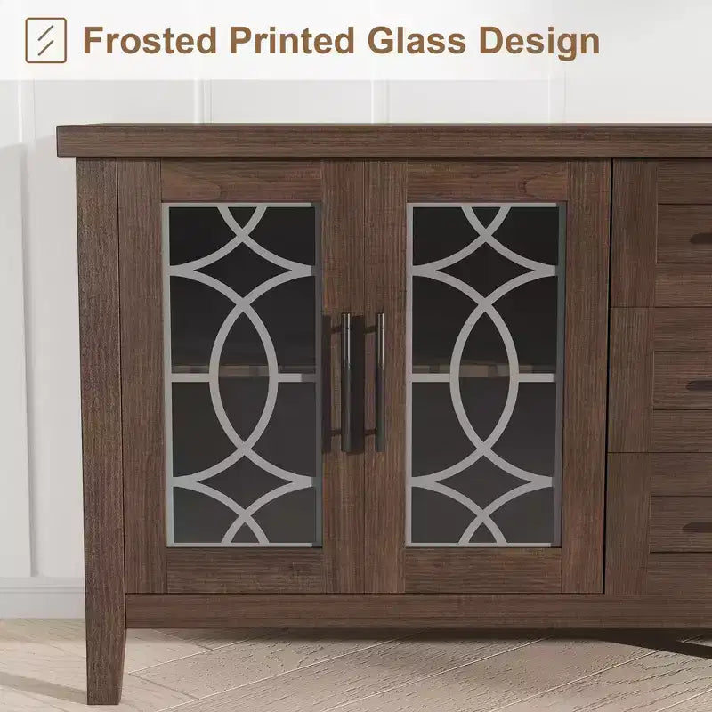 Mobile porta TV da 65" stile rustico per TV fino a 70" - Mobile TV moderno di metà secolo con 2 ante in vetro e 3 cassetti - Console multimediale in legno