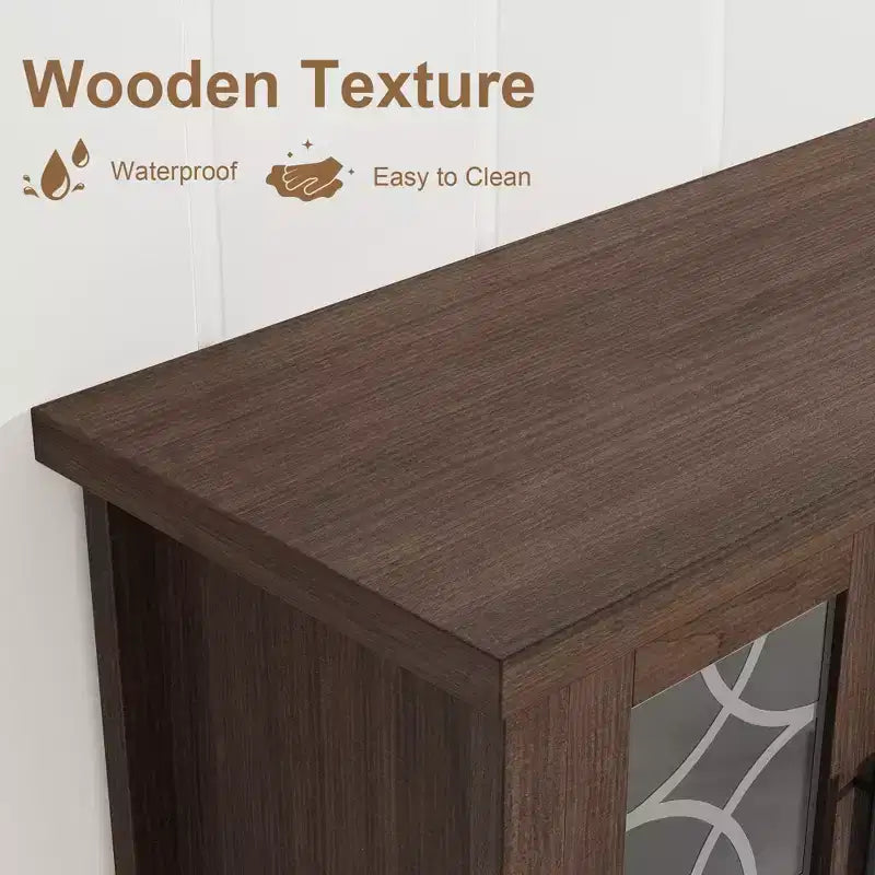 Mobile porta TV da 65" stile rustico per TV fino a 70" - Mobile TV moderno di metà secolo con 2 ante in vetro e 3 cassetti - Console multimediale in legno