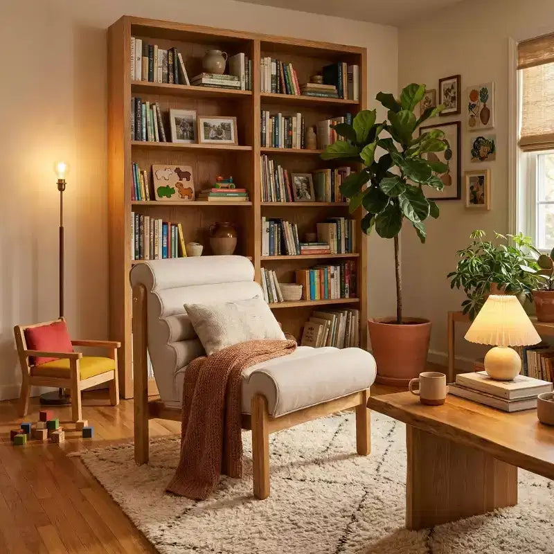 FurnitureR Accent Chair with Solid Wood Frame, Thick Cushioned Seat & Ergonomic Back, Modern Lounge Chair for Living Room Bedroom Reading Nook