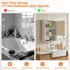 Pensile da Bagno in Bambù con Ante in Rattan - Armadietto dei Medicinali con Ripiano Regolabile e Organizzatore Salvaspazio sopra il WC