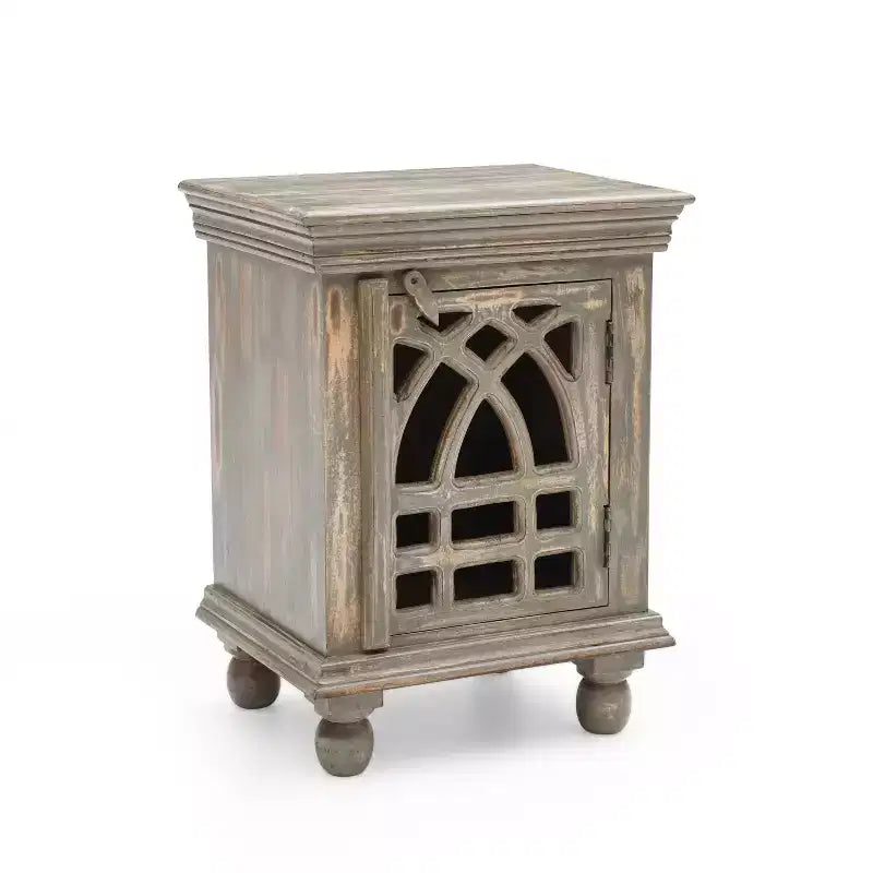 Comodino Funzionale Elegante in Legno Grigio Antico per Camera da Letto e Salotto