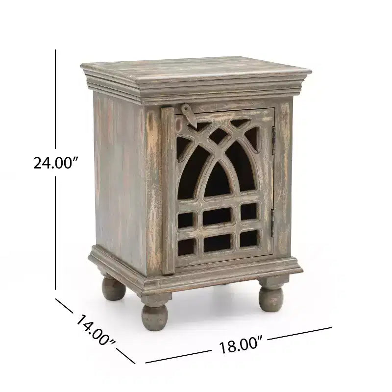 Comodino Funzionale Elegante in Legno Grigio Antico per Camera da Letto e Salotto