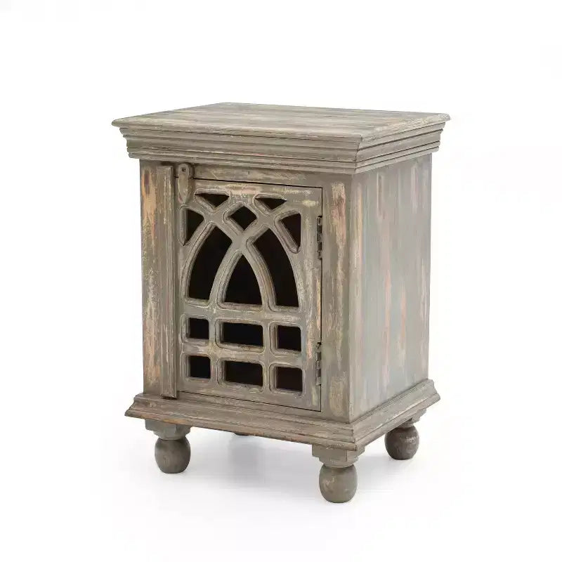 Comodino Funzionale Elegante in Legno Grigio Antico per Camera da Letto e Salotto