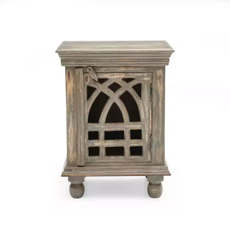 Comodino Funzionale Elegante in Legno Grigio Antico per Camera da Letto e Salotto