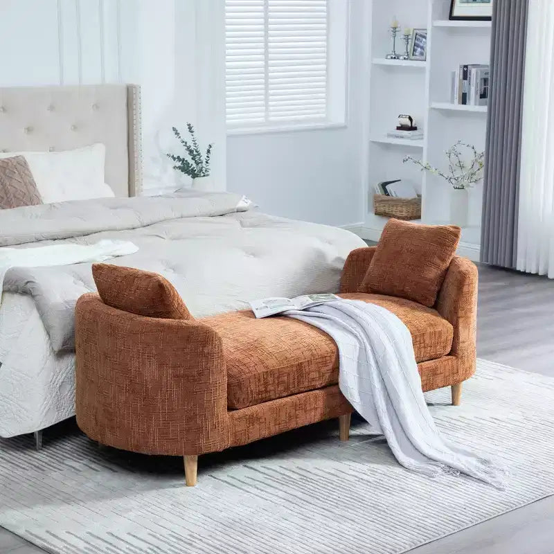 Panca imbottita, Panca da letto imbottita, Chaise Longue in ciniglia, Panca minimalista da ingresso, Poggiapiedi con cuscino morbido - ModernLuxe