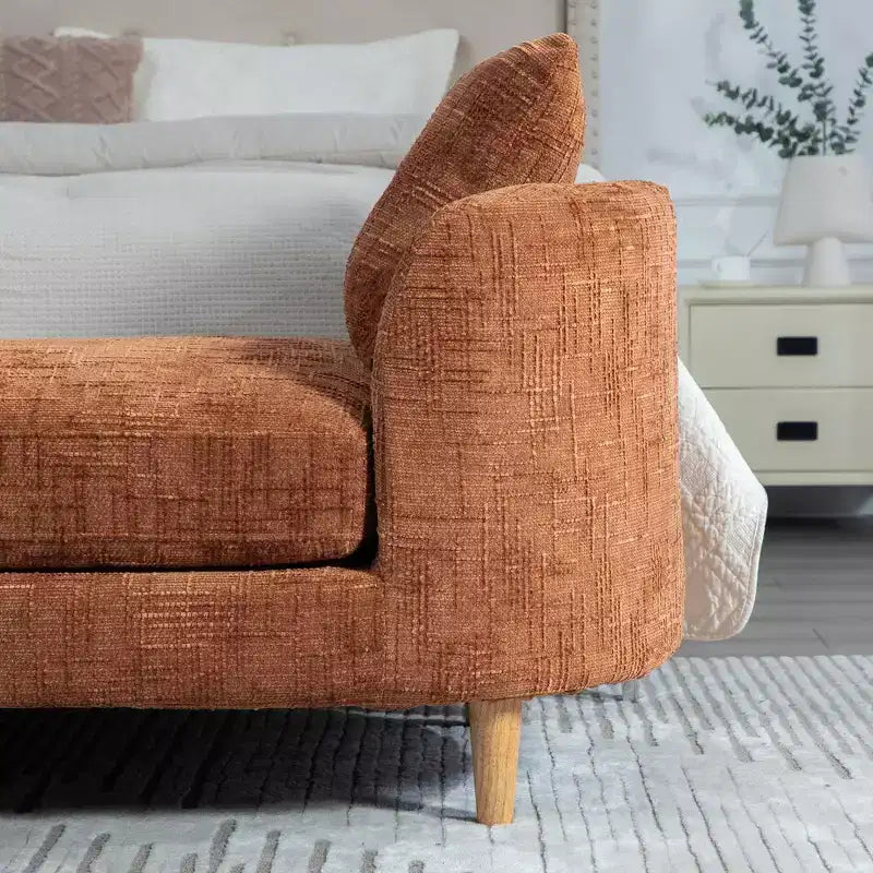 Panca imbottita, Panca da letto imbottita, Chaise Longue in ciniglia, Panca minimalista da ingresso, Poggiapiedi con cuscino morbido - ModernLuxe