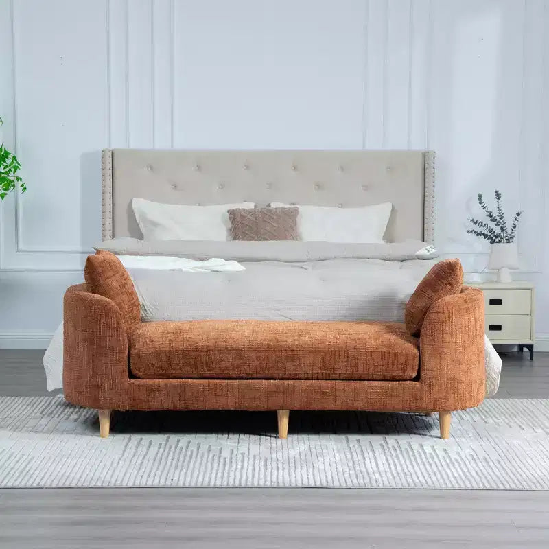 Panca imbottita, Panca da letto imbottita, Chaise Longue in ciniglia, Panca minimalista da ingresso, Poggiapiedi con cuscino morbido - ModernLuxe