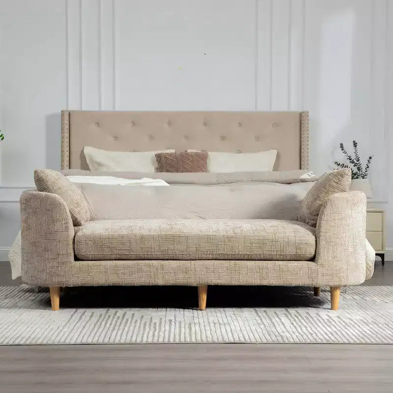 Panca imbottita, Panca da letto imbottita, Chaise Longue in ciniglia, Panca minimalista da ingresso, Poggiapiedi con cuscino morbido - ModernLuxe