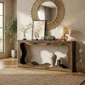 JVNOXK Modern Industrial Farmhouse End Table with Wavy Design 2-Tier Side Table for Living Room Entryway