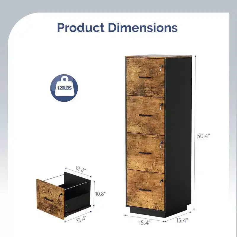 Classificatore in Legno Karl Home15 Pollici Goffrato a 4 Cassetti