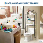 3-Tier Metal Over-the-Toilet Storage Rack, Freestanding Space-Saving Bathroom Organizer Shelf for Towels and Toiletries