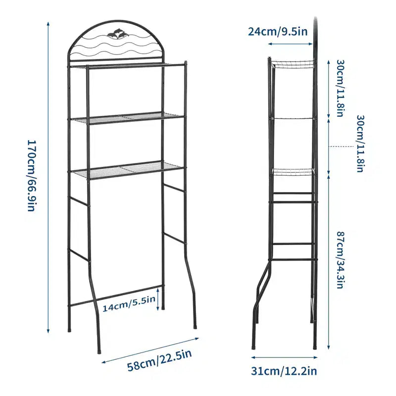 3-Tier Metal Over-the-Toilet Storage Rack, Freestanding Space-Saving Bathroom Organizer Shelf for Towels and Toiletries