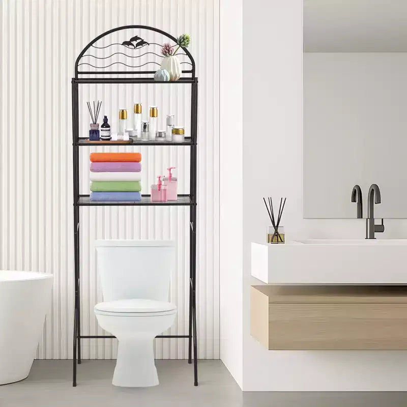 3-Tier Metal Over-the-Toilet Storage Rack, Freestanding Space-Saving Bathroom Organizer Shelf for Towels and Toiletries