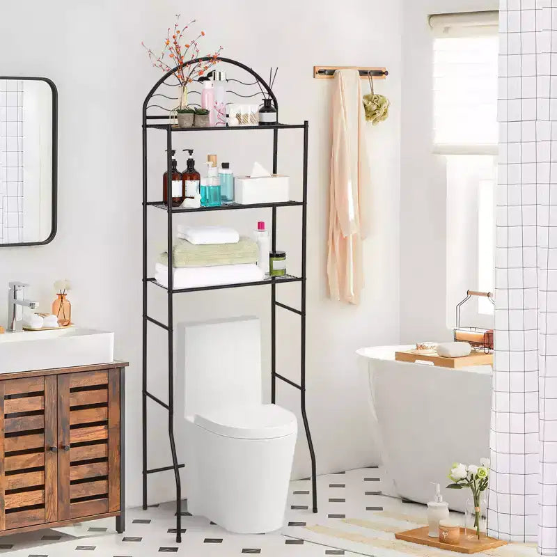 3-Tier Metal Over-the-Toilet Storage Rack, Freestanding Space-Saving Bathroom Organizer Shelf for Towels and Toiletries