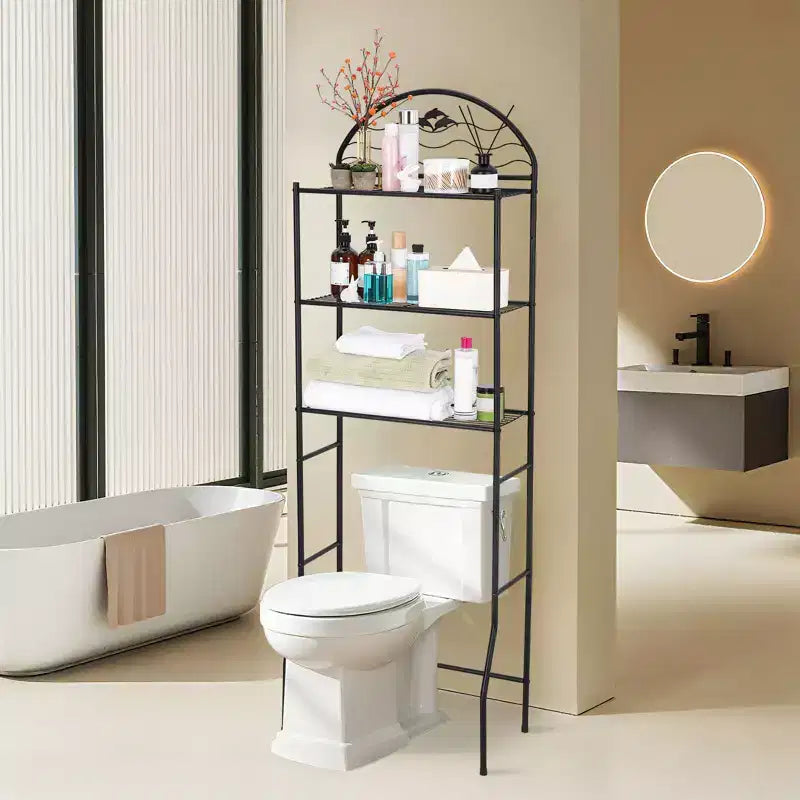 3-Tier Metal Over-the-Toilet Storage Rack, Freestanding Space-Saving Bathroom Organizer Shelf for Towels and Toiletries