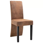 vidaXL Set di 4 Sedie da Pranzo in Finta Pelle Scamosciata Marrone e Legno Massello