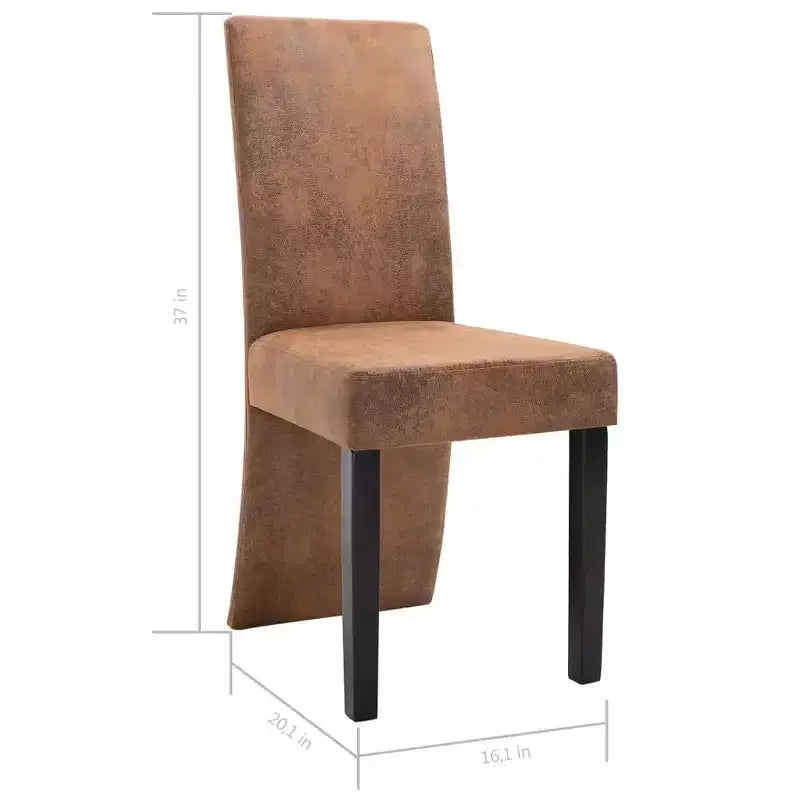 vidaXL Set di 4 Sedie da Pranzo in Finta Pelle Scamosciata Marrone e Legno Massello