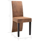 vidaXL Set di 4 Sedie da Pranzo in Finta Pelle Scamosciata Marrone e Legno Massello