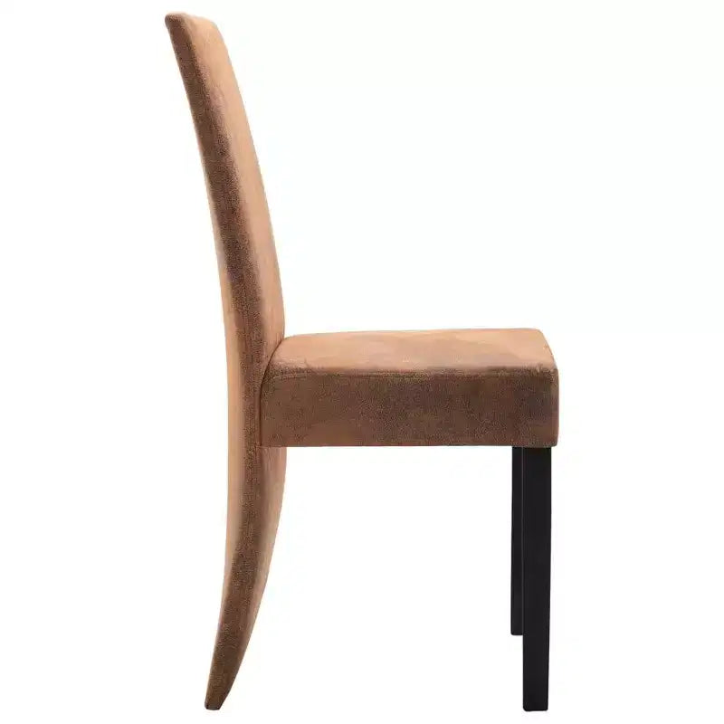 vidaXL Set di 4 Sedie da Pranzo in Finta Pelle Scamosciata Marrone e Legno Massello
