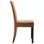vidaXL Set di 4 Sedie da Pranzo in Finta Pelle Scamosciata Marrone e Legno Massello