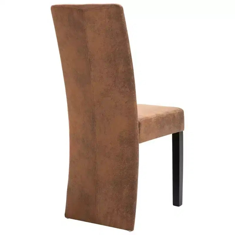 vidaXL Set di 4 Sedie da Pranzo in Finta Pelle Scamosciata Marrone e Legno Massello