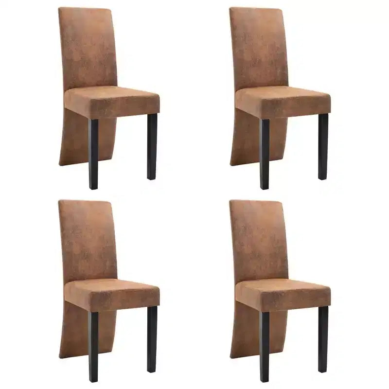 vidaXL Set di 4 Sedie da Pranzo in Finta Pelle Scamosciata Marrone e Legno Massello