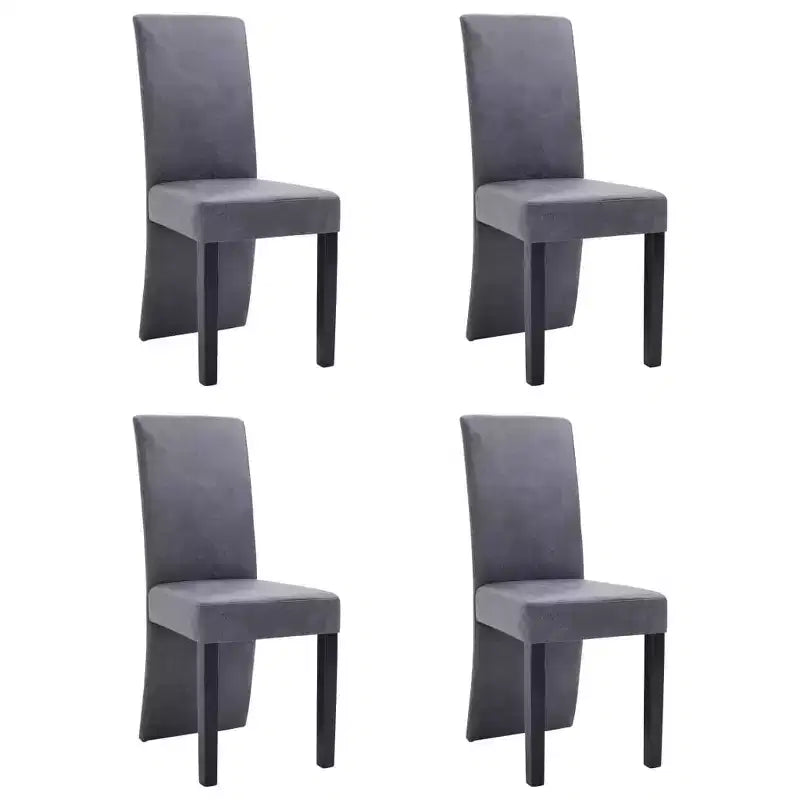 vidaXL Dining Chair Set of 4 Brown Faux suede leather and solid wood