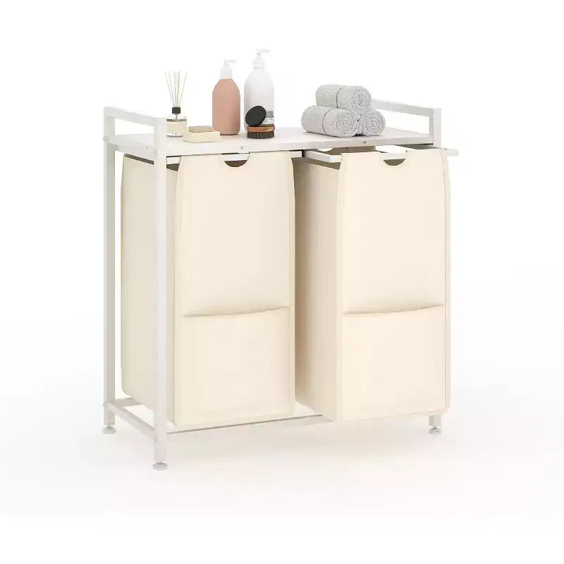 Multi-Section Laundry Hamper with Top Storage Shelf, Waterproof Bags & Easy Assembly for Laundry Room Bathroom