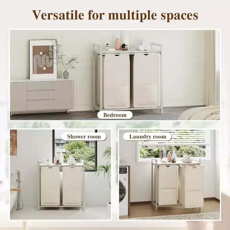 Cesto Portabiancheria a Sezioni Multiple con Ripiano Superiore, Sacchi Impermeabili e Montaggio Facile per Lavanderia e Bagno