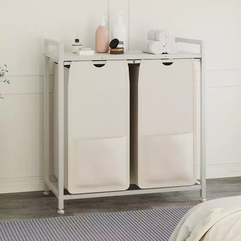 Cesto Portabiancheria a Sezioni Multiple con Ripiano Superiore, Sacchi Impermeabili e Montaggio Facile per Lavanderia e Bagno