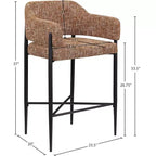 Meridian Furniture Sgabello da bancone rivestito in tessuto Dame, set da 2