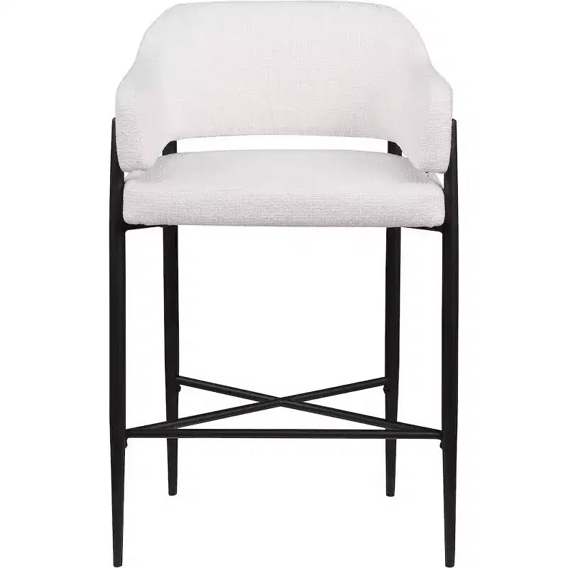Meridian Furniture Sgabello da bancone rivestito in tessuto Dame, set da 2