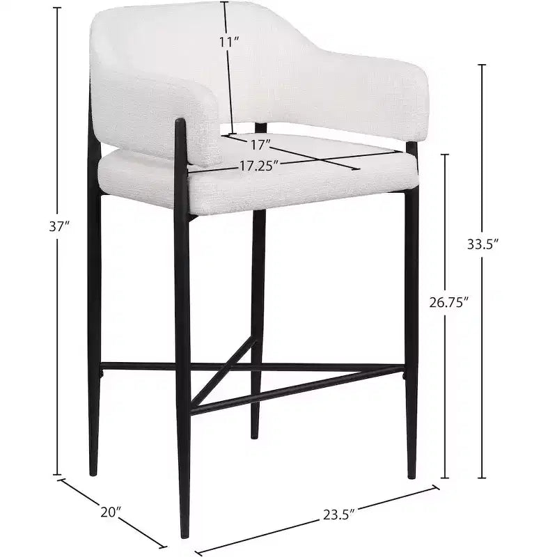 Meridian Furniture Sgabello da bancone rivestito in tessuto Dame, set da 2