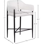 Meridian Furniture Sgabello da bancone rivestito in tessuto Dame, set da 2