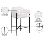 Meridian Furniture Sgabello da bancone rivestito in tessuto Dame, set da 2