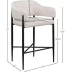 Meridian Furniture Sgabello da bancone rivestito in tessuto Dame, set da 2