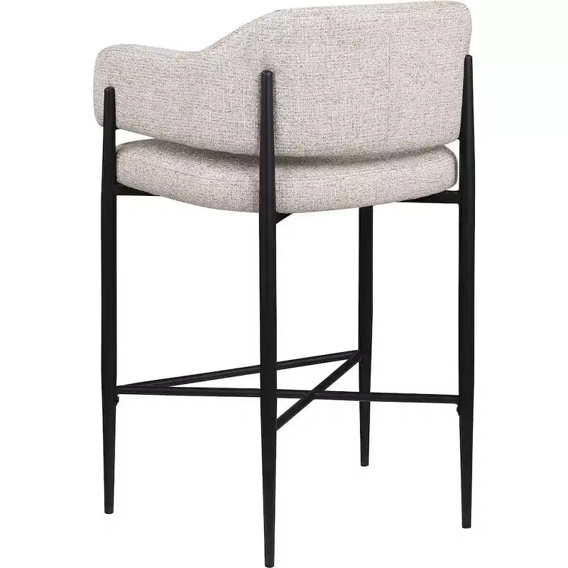 Meridian Furniture Sgabello da bancone rivestito in tessuto Dame, set da 2