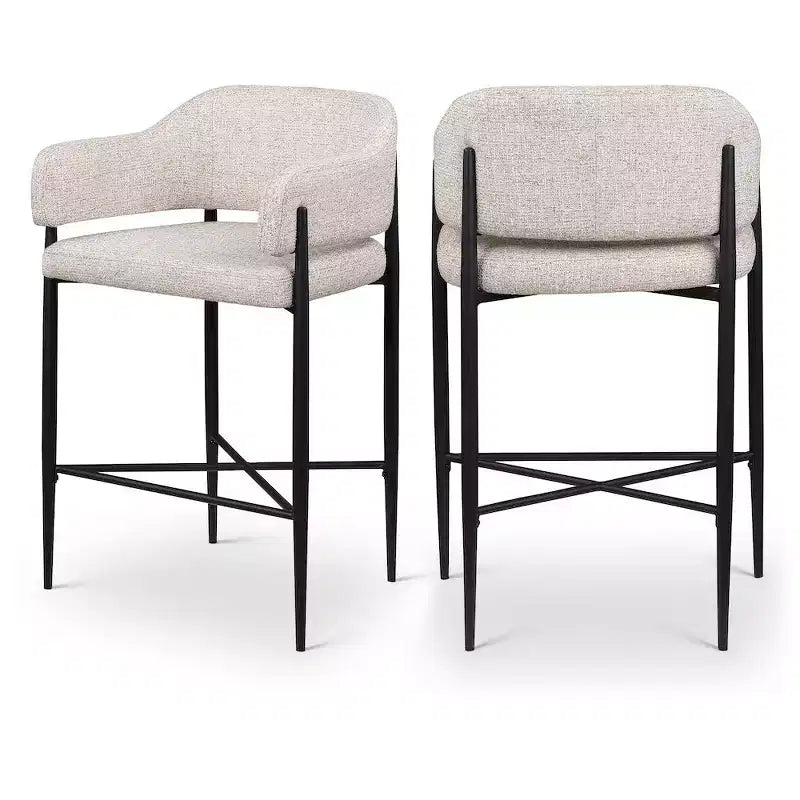 Meridian Furniture Sgabello da bancone rivestito in tessuto Dame, set da 2
