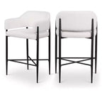 Meridian Furniture Sgabello da bancone rivestito in tessuto Dame, set da 2