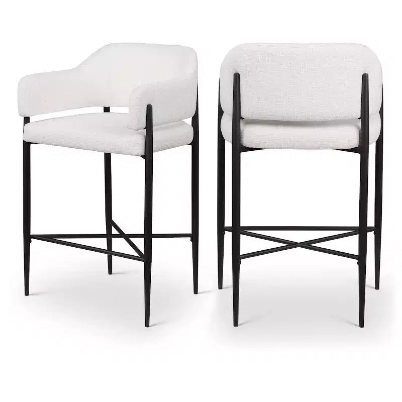 Meridian Furniture Sgabello da bancone rivestito in tessuto Dame, set da 2